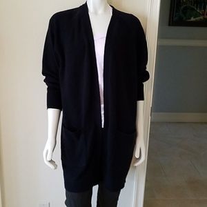 Tunic length open cardigan